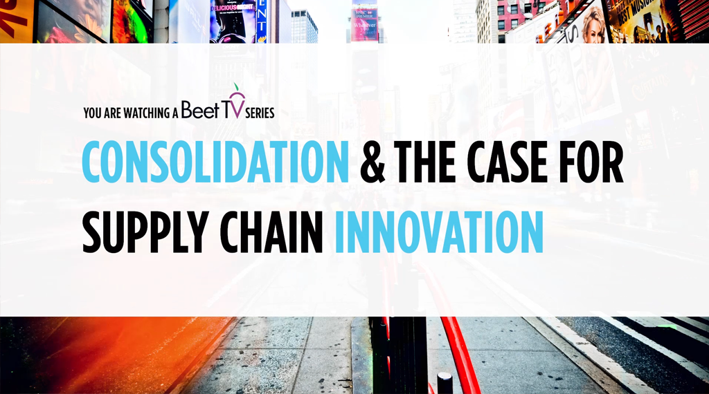 A photo of Time square with a white box and the text 