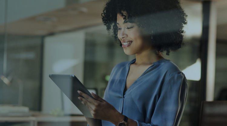 Woman watching tv on tablet