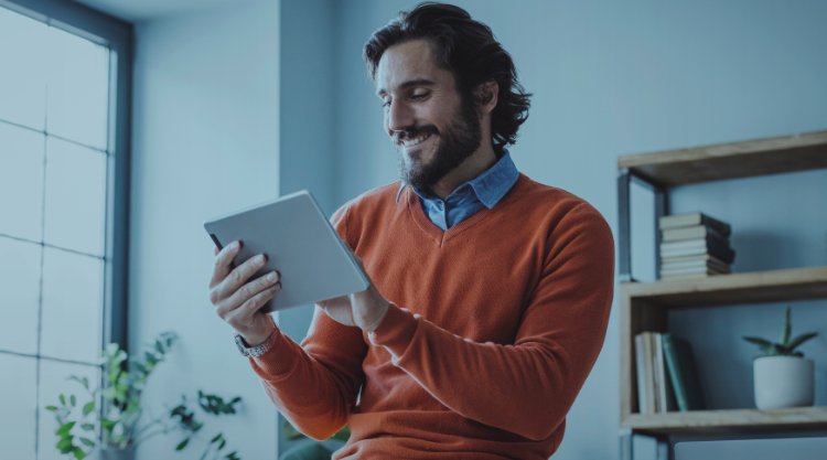 A man holding a tablet
