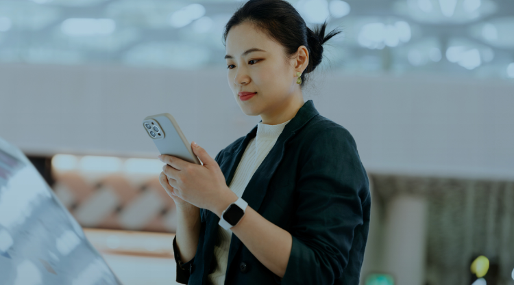 A woman using her phone